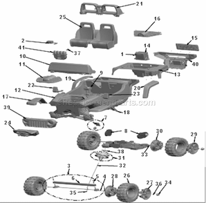 Page A Diagram and Parts List for Y6239  Power Wheels Ride-On Cars